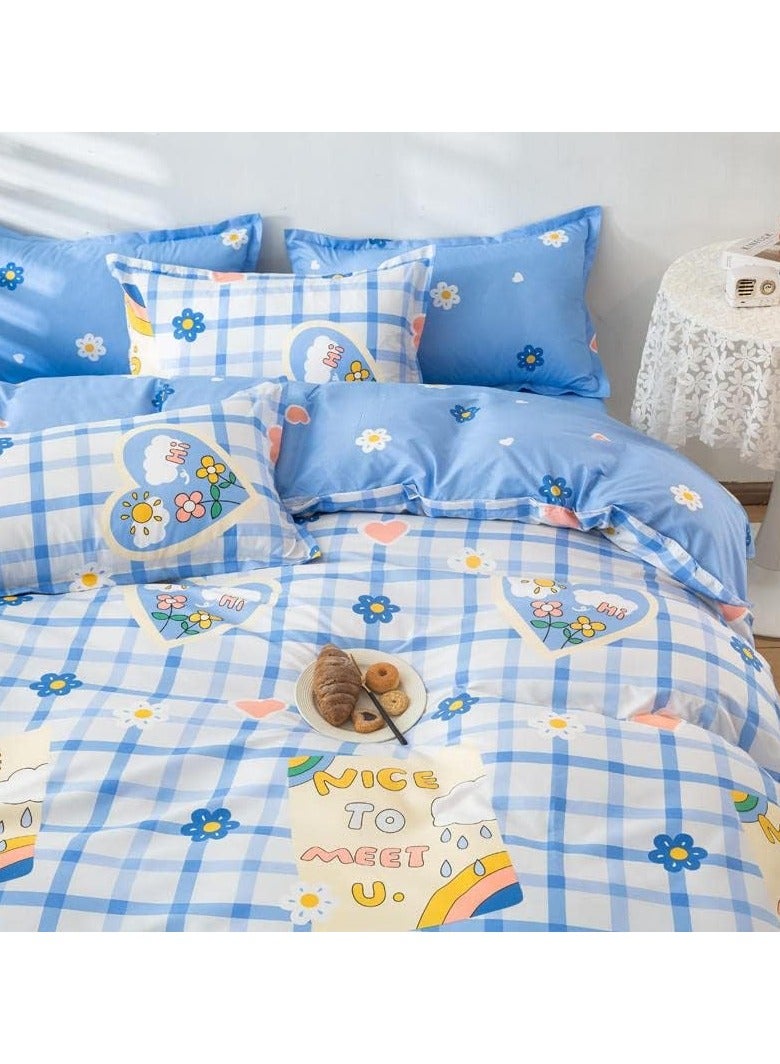 عام طقم أغطية ألحفة مكون من 4 قطع، طقم سرير من البوليستر الناعم، طقم لحاف كرتوني بدون قلب، طقم لحاف كرتوني مع غطاء لحاف واحد وشرشف واحد و2 غطاء وسادة - Image 2