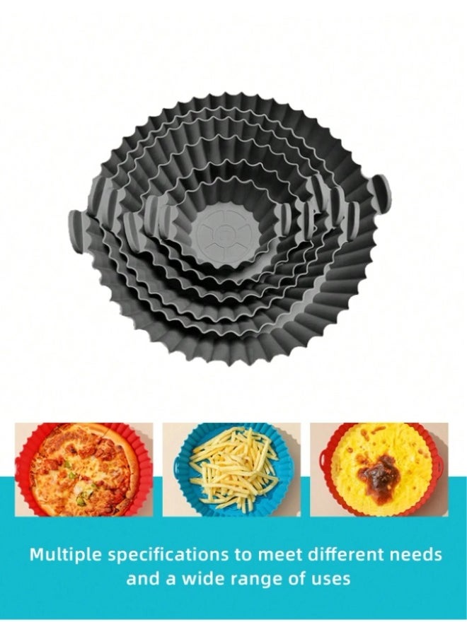 Happy Home - Silicone Air Fryer Pot Oven Basket Food Safe Reusable Air Fryer Oven Accessories Pot, Replacement Parchment Paper Liners, Home Kitchen Supplies (Grey- 6 Pack) - Image 1