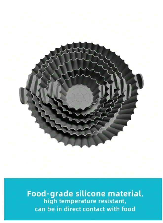 Happy Home - Silicone Air Fryer Pot Oven Basket Food Safe Reusable Air Fryer Oven Accessories Pot, Replacement Parchment Paper Liners, Home Kitchen Supplies (Grey- 6 Pack) - Image 1