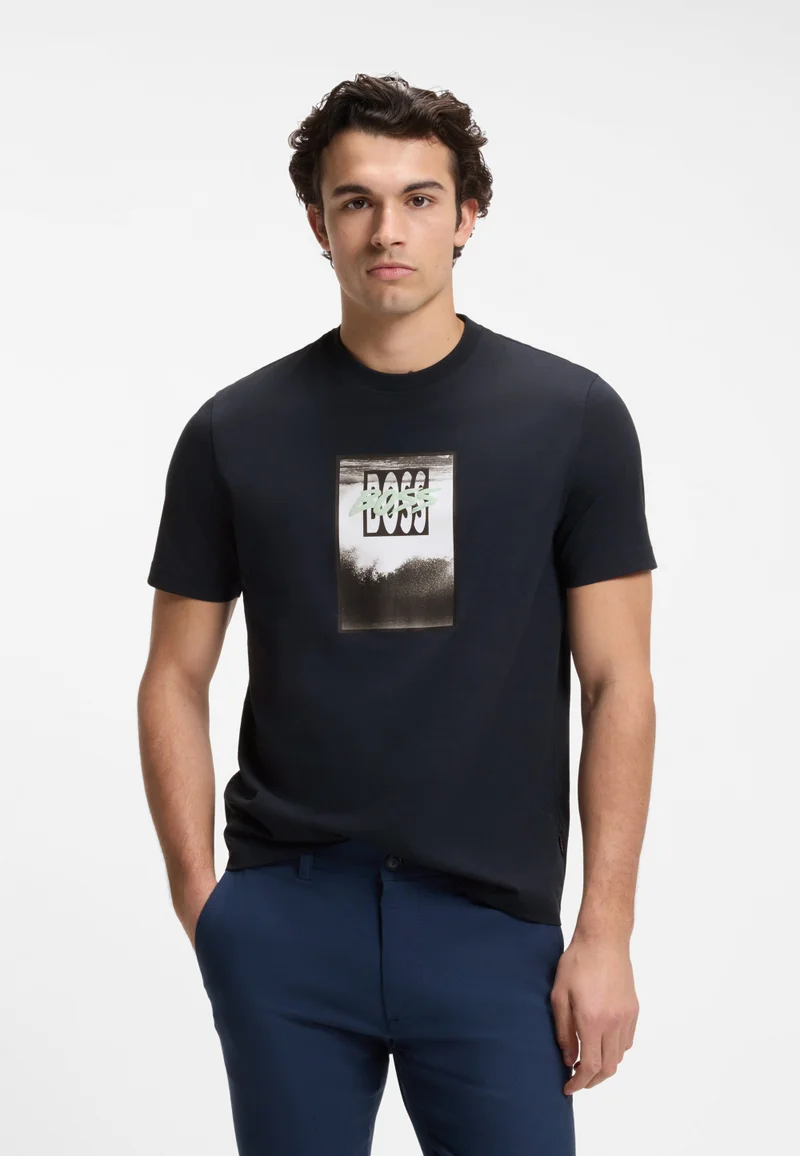 Cotton-jersey T-shirt with printed artwork