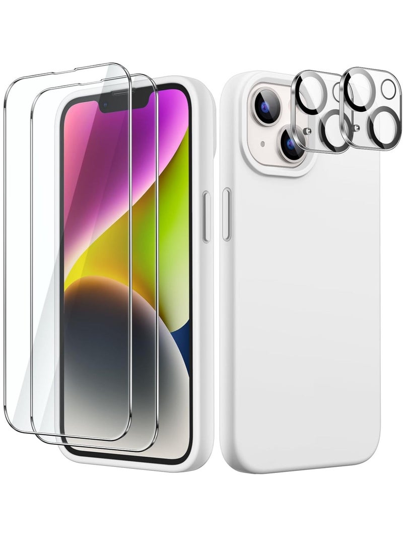 Raxoom "5-in-1 iPhone 14 (6.1-Inch) Starlight Silicone Case - With 2 Screen Protectors & 2 Camera Lens Protectors" - Image 1