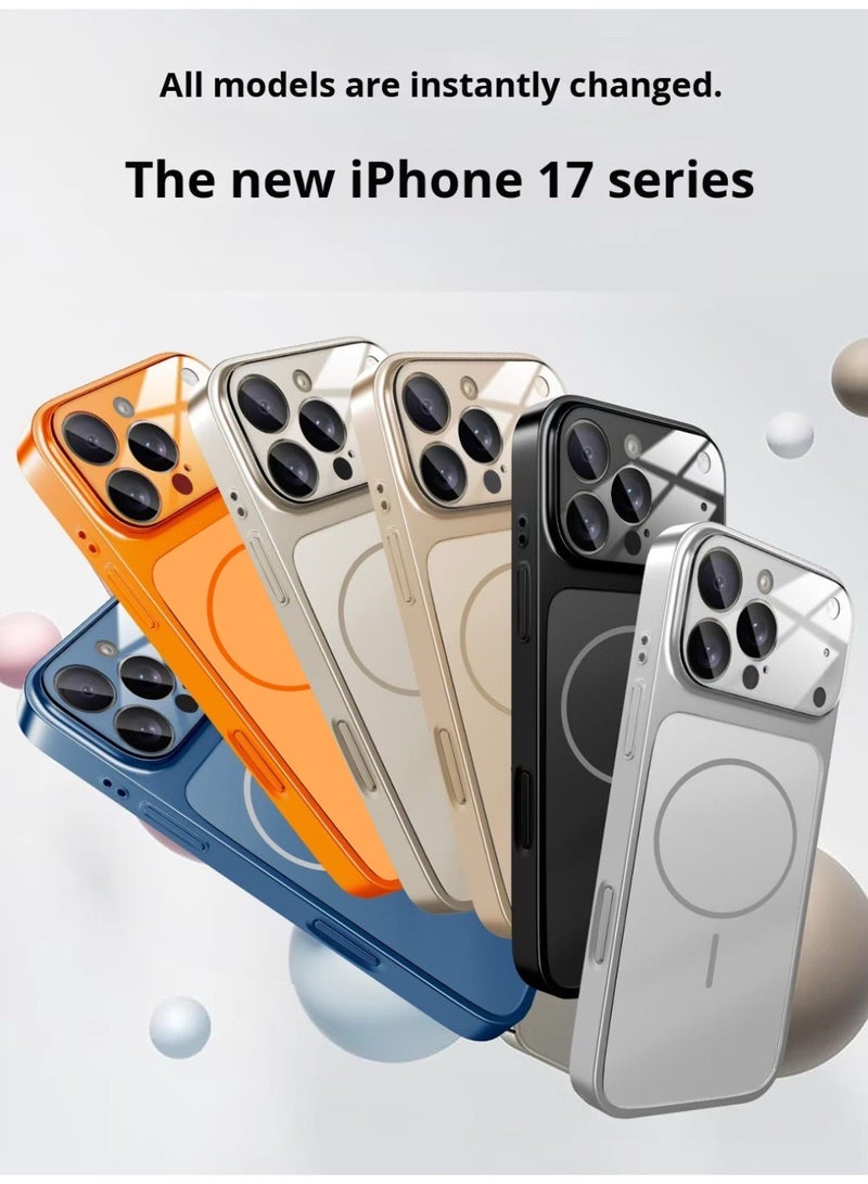 ELTRAZONE Luxury Magnetic Glass Case for iPhone 17 Pro Wireless Compatible, Anti-Fingerprint, Shockproof & Oil-Resistant Frosted Back Cover - Image 4