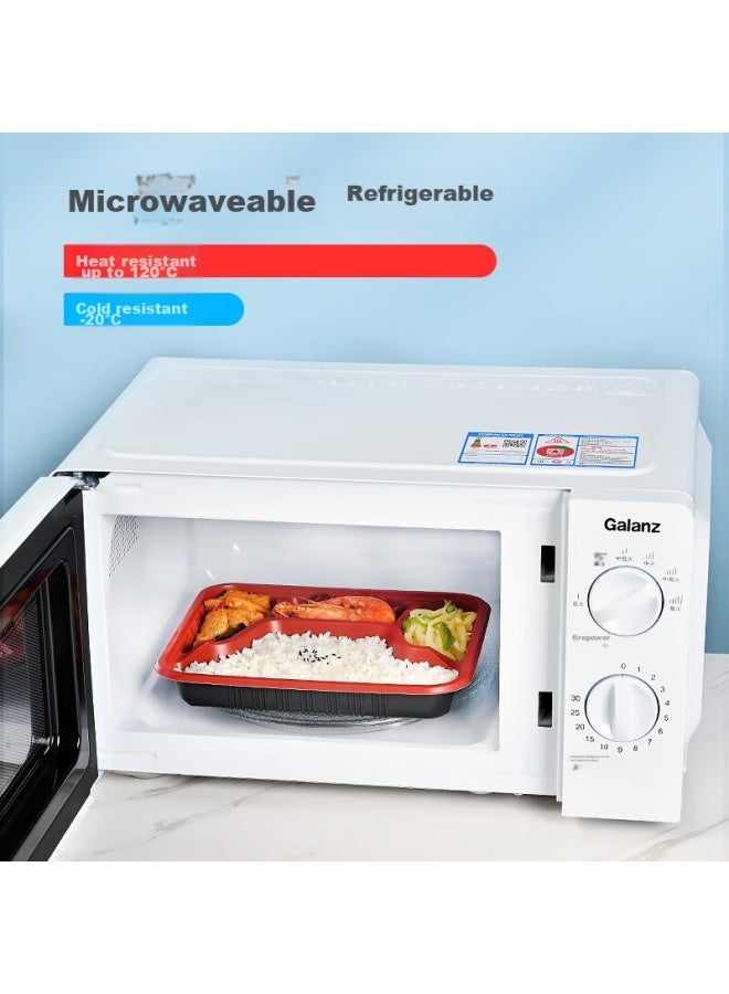 Temeiju Disposable Food Containers, Four Compartments, Thickened With Lids, Takeout Boxes, Black And Red, 100 Sets, 1000 Model, Microwave Safe - Image 5