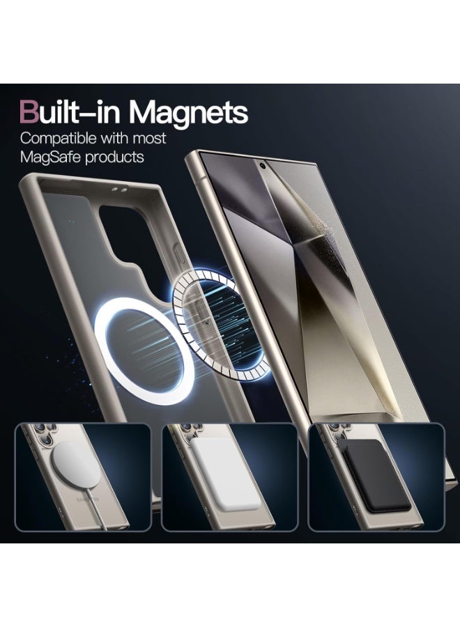 ACLIX Magnetic Matte Case for Samsung S24 Ultra, Compatible with MagSafe, Plating Luxury Cover, Matte Soft TPU Shockproof Protective Phone Case, Compatible with Samsung S24 Ultra (Natural Titanium) - Image 3