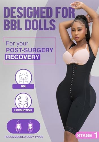 Snatched Body Fajas Colombianas Moldeadoras | Stage 1 Faja Post Surgery BBL Lipo 360 | Full Body Faja for Women Knee Length Compression Garment Black XS - Image 2