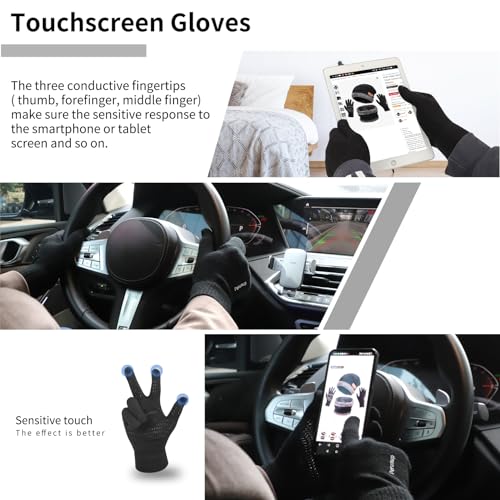 MAYLISACC 3 Pcs Warm Winter Knit Hat Scarf and Glove Set for Men Women Tech Touchscreen Gloves Black - Image 4