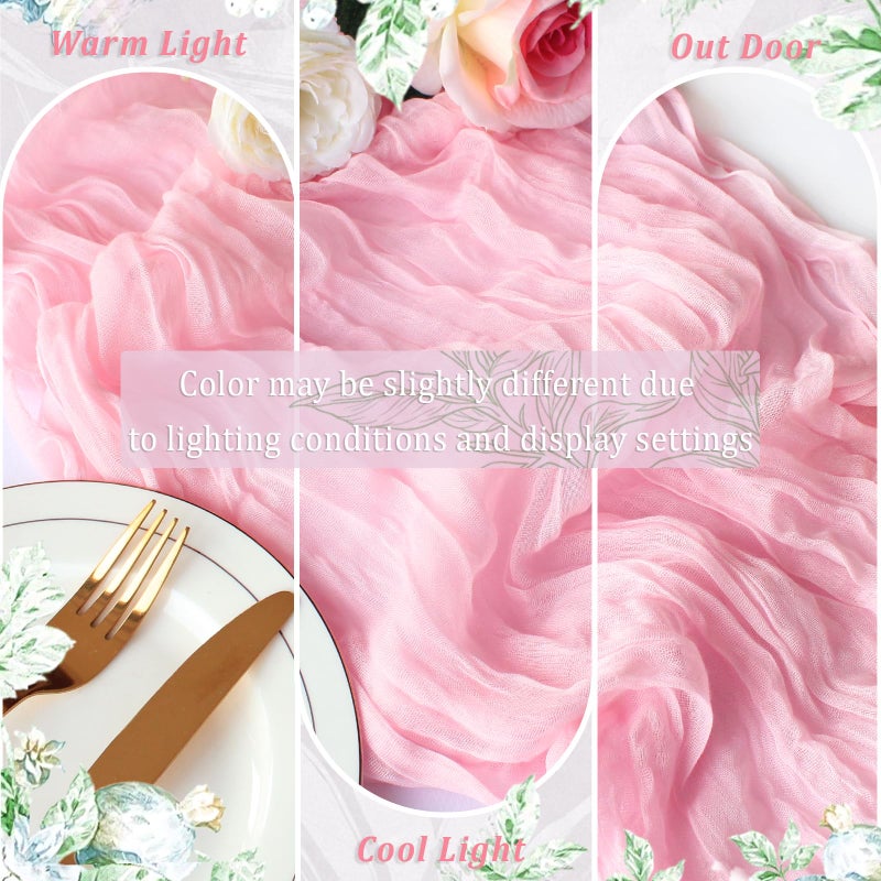 Dekafri Pink Cheesecloth Table Runner 12 Pack 120 Inch Light Pink Cheese Cloth Table Runner 10ft Long Gauze Table Runners for Wedding Decor Bridal Shower Baby Shower Party Table Decorations - Image 5