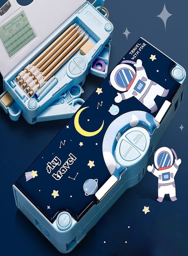 KAVANA Branded Multi-Functional Geometry Box for Kids 6-12 Years, Pencil Box for Kids, Space Pencil Box for Boys & Girls, Magnetic Pencil Box for Boys, Space Theme Gifts for Kids with Accessories - Image 3