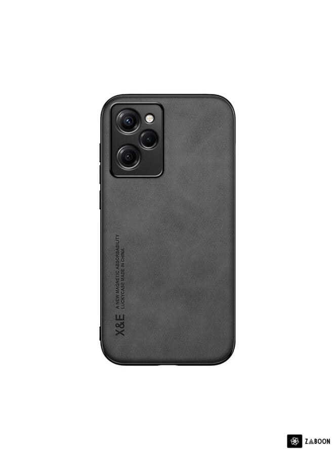 Green Tiger - For Xiaomi Redmi Note 12 Pro Speed Lamba Skin Feel Magnetic Leather Phone Case(Dark Grey) - Image 1