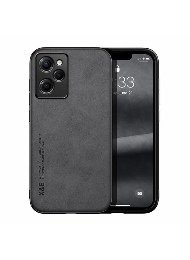 Green Tiger - For Xiaomi Redmi Note 12 Pro Speed Lamba Skin Feel Magnetic Leather Phone Case(Dark Grey) - Image 1