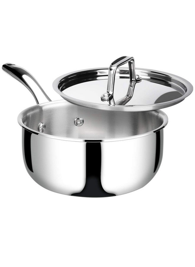 Duxtop Whole-Clad Tri-Ply Stainless Steel Saucepan with Lid, 3 Quart, Kitchen Induction Cookware - Image 1