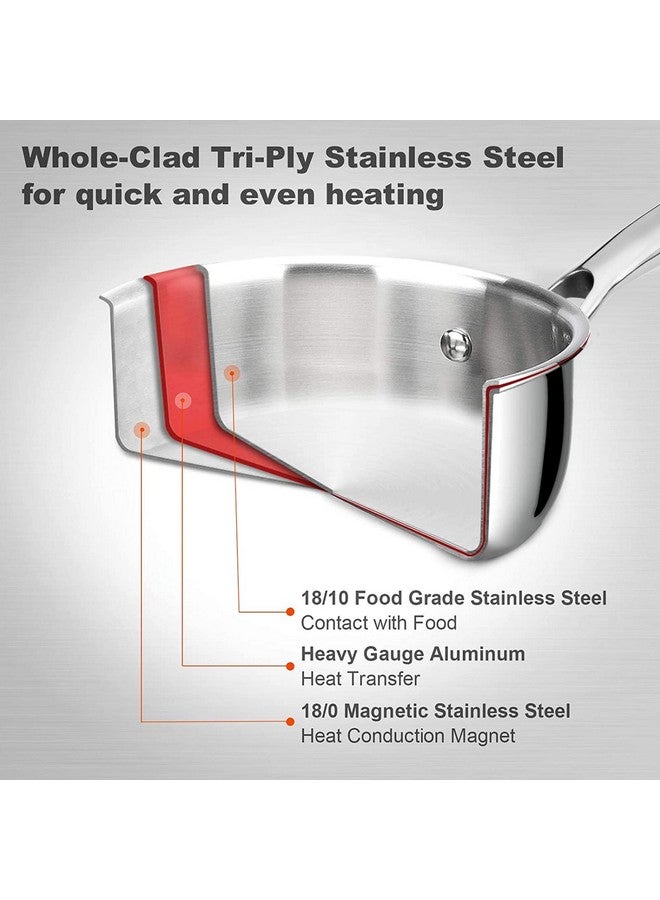 Duxtop Whole-Clad Tri-Ply Stainless Steel Saucepan with Lid, 3 Quart, Kitchen Induction Cookware - Image 2