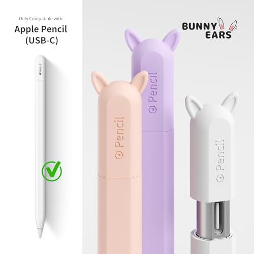 ELETIUO Silicone Case Compatible with Apple Pencil (USB-C),Protective Holder Grip Sleeve with Cap,Anti-Slip Cover Supports Magnetic Compatible with Apple Pencil 3rd Generation,Ear Pink - Image 2