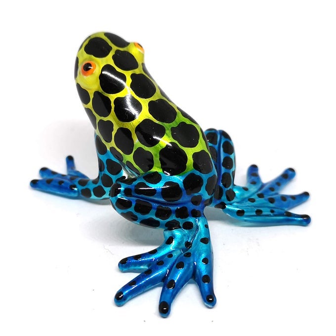 FROG DECOR FIGURINES BLOWN GLASS ANIMALS POISON DART HAND PAINTED ART MINIATURE GARDEN DECORATION STATUES COLLECTIBLES
