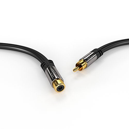 KabelDirekt – RCA Extension Cable – 3ft – Break-Resistant Lead for Brilliant Sound Quality (subwoofer/Audio Cable, RCA Male to Female, Ideal for Amplifier/HiFi, Analog & Digital) - Image 2