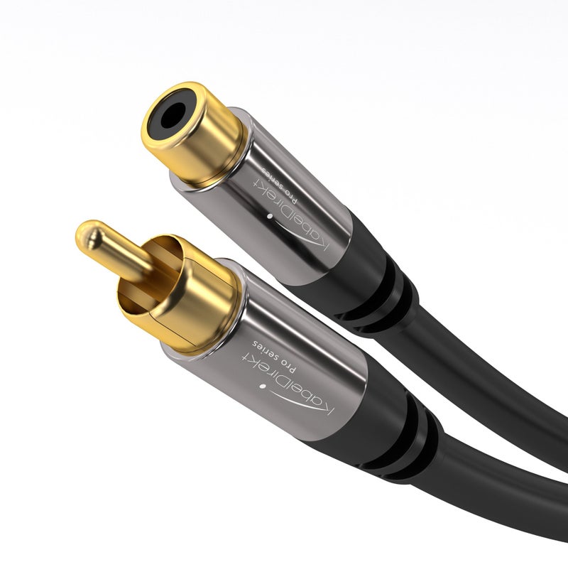KabelDirekt – RCA Extension Cable – 3ft – Break-Resistant Lead for Brilliant Sound Quality (subwoofer/Audio Cable, RCA Male to Female, Ideal for Amplifier/HiFi, Analog & Digital) - Image 1