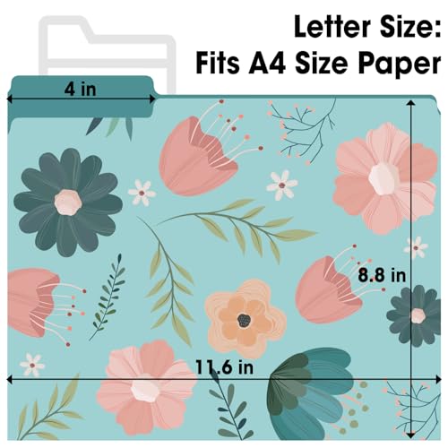 YesBes 24 Pack Decorative File Folders, 1/3 Cut Tab Floral Colored Folders Letter Size 8.8 x 11.6 Inch, Assorted 6 Styles Filing Folder for Office School Business - Image 3