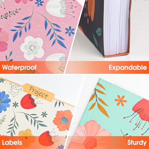 YesBes 24 Pack Decorative File Folders, 1/3 Cut Tab Floral Colored Folders Letter Size 8.8 x 11.6 Inch, Assorted 6 Styles Filing Folder for Office School Business - Image 5