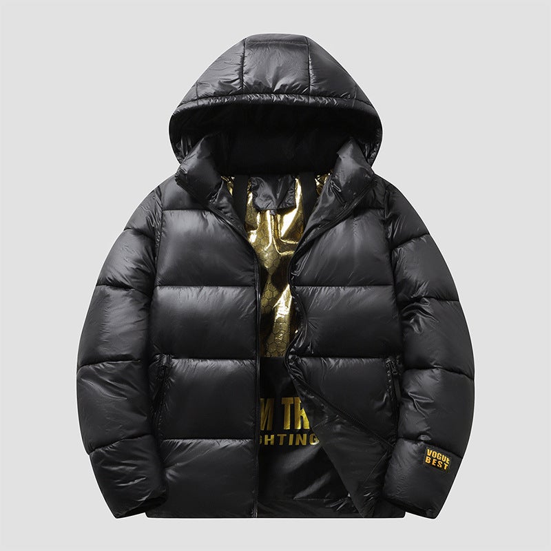 Cross-Border Black Gold Cotton Outwear for Men 2023 Winter Couple Style Detachable Hooded Thickeneded Suspender Cotton Outwear for Men and Women black 