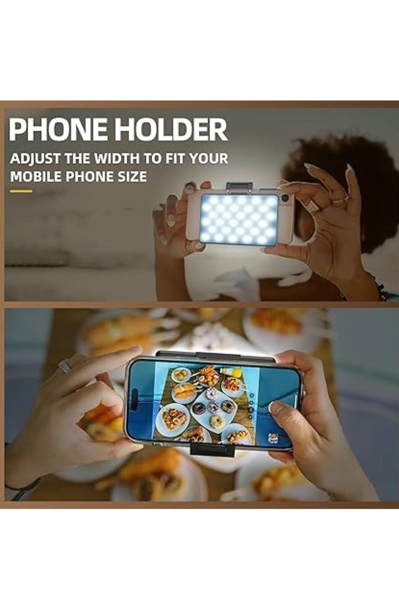 يوريفو إضاءة LED لصور السيلفي مع مشبك هاتف أمامي وخلفي، قابلة لإعادة الشحن بقوة 2000 مللي أمبير في الساعة، للهواتف والأجهزة اللوحية وأجهزة الكمبيوتر المحمولة ومؤتمرات الفيديو ومقاطع الفيديو وتيك توك والتكبير، 80 مصباح LED، 3 أوضاع سطوع - Image 2