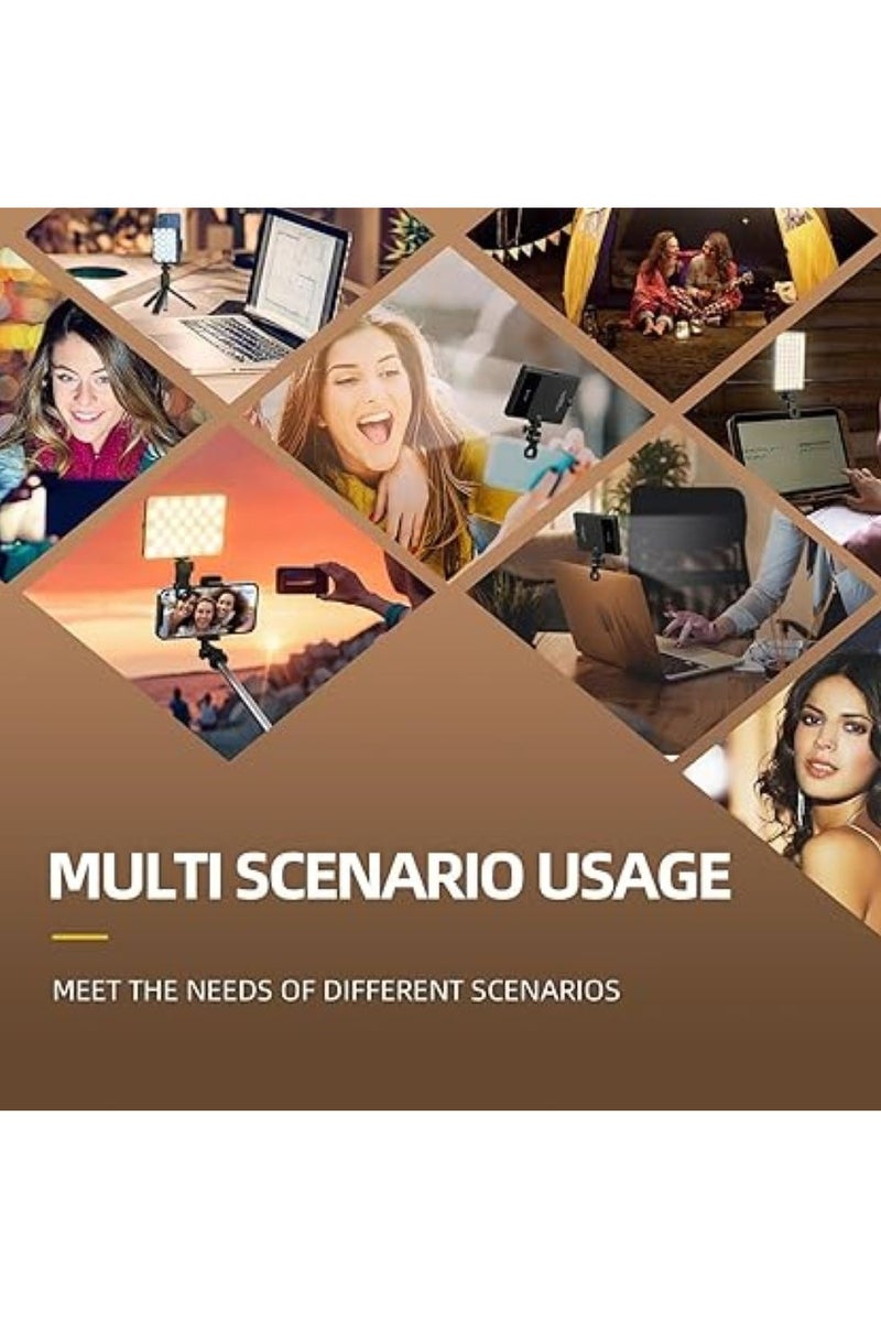 يوريفو إضاءة LED لصور السيلفي مع مشبك هاتف أمامي وخلفي، قابلة لإعادة الشحن بقوة 2000 مللي أمبير في الساعة، للهواتف والأجهزة اللوحية وأجهزة الكمبيوتر المحمولة ومؤتمرات الفيديو ومقاطع الفيديو وتيك توك والتكبير، 80 مصباح LED، 3 أوضاع سطوع - Image 4