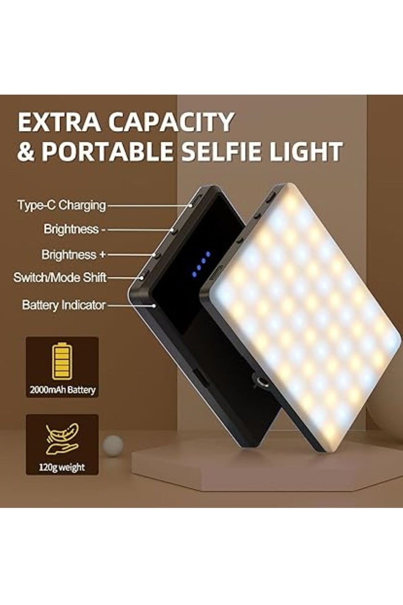 يوريفو إضاءة LED لصور السيلفي مع مشبك هاتف أمامي وخلفي، قابلة لإعادة الشحن بقوة 2000 مللي أمبير في الساعة، للهواتف والأجهزة اللوحية وأجهزة الكمبيوتر المحمولة ومؤتمرات الفيديو ومقاطع الفيديو وتيك توك والتكبير، 80 مصباح LED، 3 أوضاع سطوع - Image 5