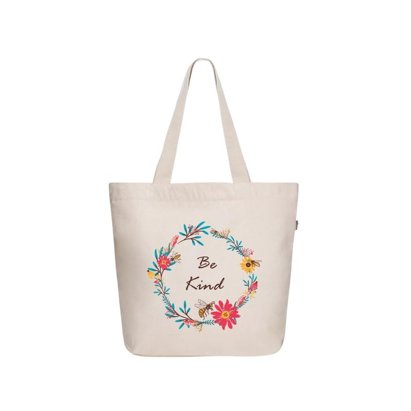 Ecoright Aesthetic Canvas Tote Bag for Women Large Zipper Tote Bags with Pocket Womens Tote Bag for Yoga Work Beach