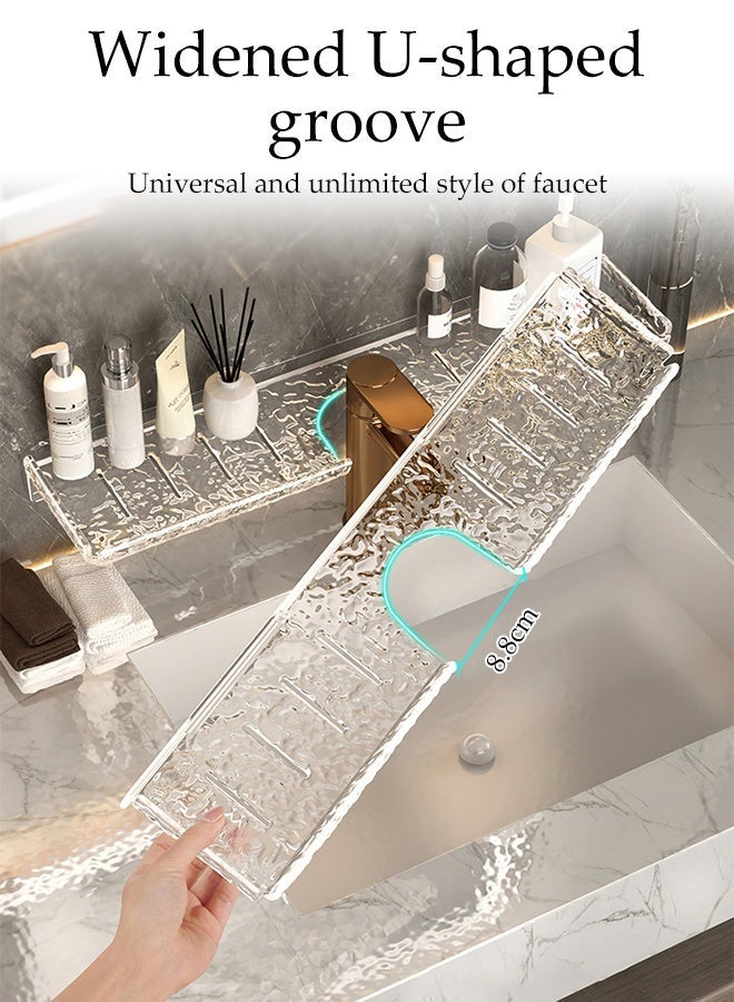 DUNISO Bathroom Acrylic Drain Shelf, Organizer Over The Faucet，Countertop Organizer  Above Sinks, Plastic Storage Rack for Washstand Sink - Image 4