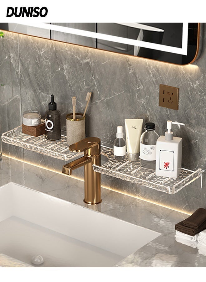 DUNISO Bathroom Acrylic Drain Shelf, Organizer Over The Faucet，Countertop Organizer  Above Sinks, Plastic Storage Rack for Washstand Sink - Image 1
