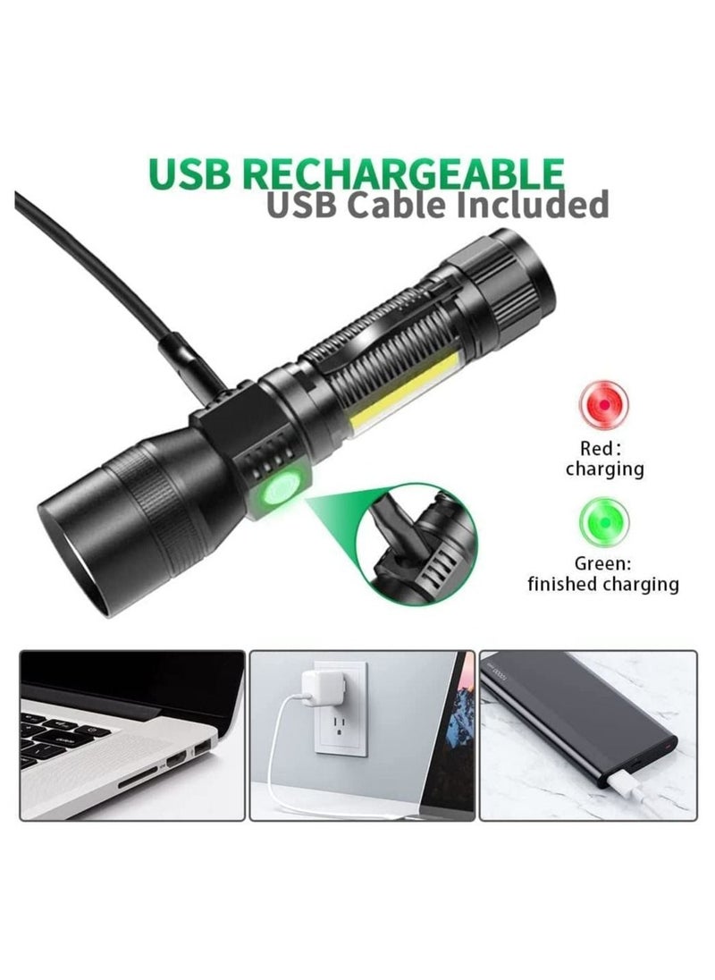 Black Light Flashlight Rechargeable, 3-in-1 UV Light Flashlights, 1800 Lumen LED Tactical Flashlight, High Powered 7 Modes Waterproof UV Blacklight Flashlights for Stains Detection Camping Emergency