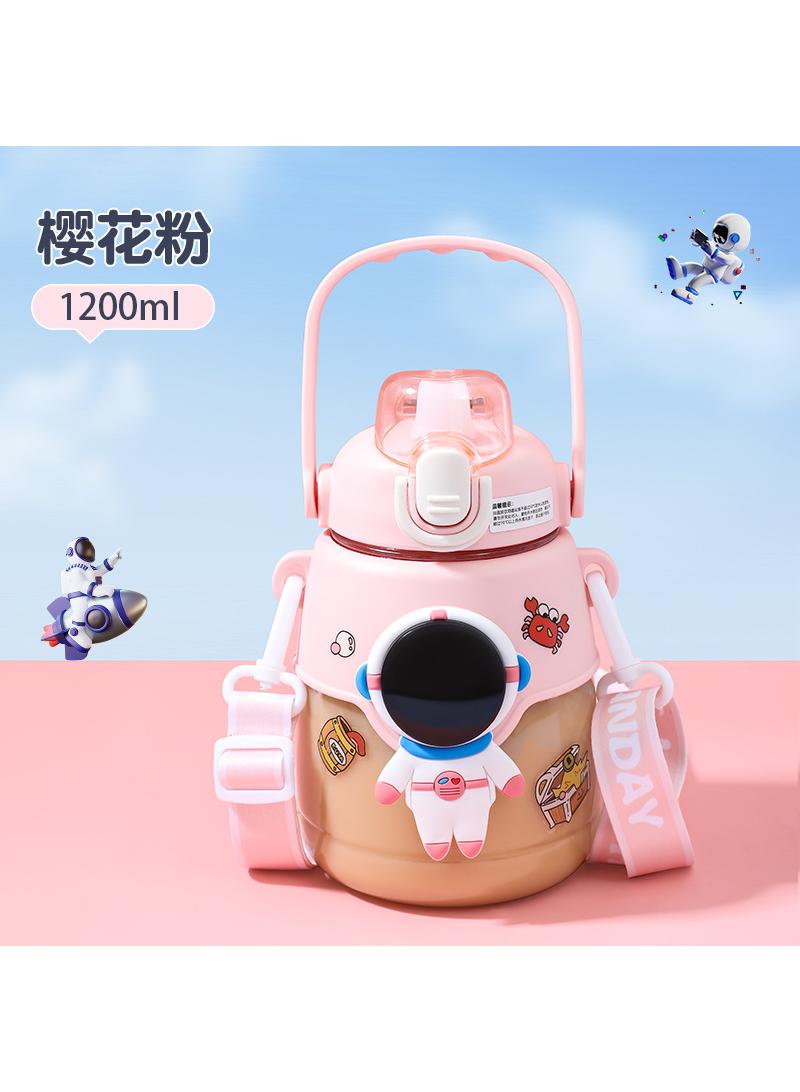 Space Astronaut Plastic Cup Cartoon High Temperature Resistant Large Capacity Straw Water Bottle