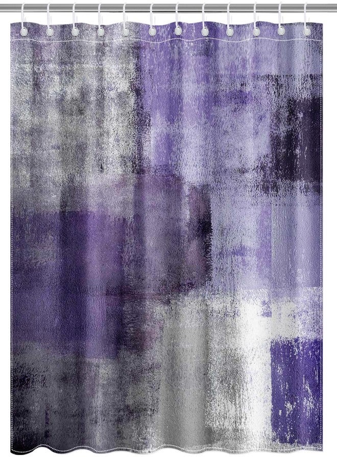 Mocsicka Abstract Shower Curtain Grey Abstract Art Painting Shower Curtain Bathroom Bathtub Curtain 72x72 Inch with 12 Hooks (Purple) - Image 3