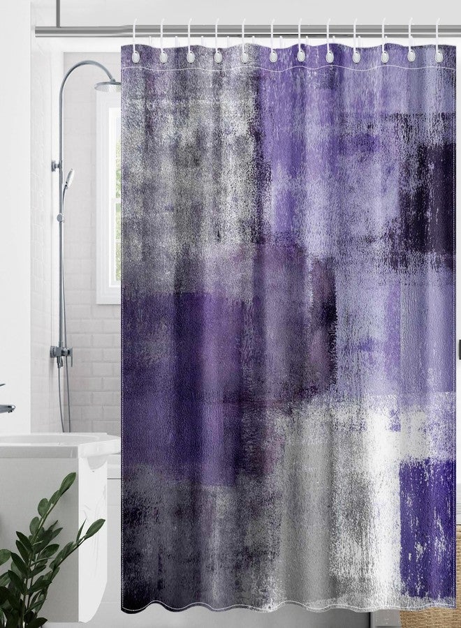 Mocsicka Abstract Shower Curtain Grey Abstract Art Painting Shower Curtain Bathroom Bathtub Curtain 72x72 Inch with 12 Hooks (Purple) - Image 1