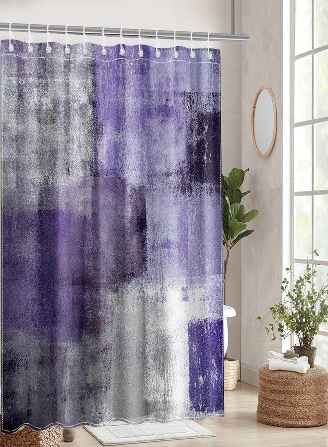 Mocsicka Abstract Shower Curtain Grey Abstract Art Painting Shower Curtain Bathroom Bathtub Curtain 72x72 Inch with 12 Hooks (Purple) - Image 2