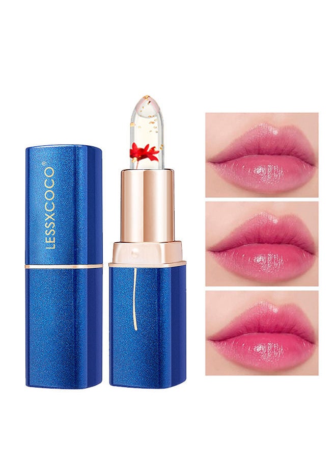 LESSXCOCO Crystal Jelly Flower Color Changing Lipstick - Transparent Moisturizing Dried Flower Color Changing Lipstick - Crystal Flower Jelly Lipstick - Magic Temperature Color Change Lipstick Lip Gloss  - Image 1