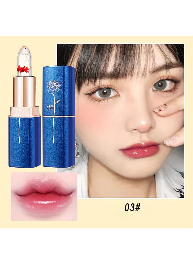 LESSXCOCO Crystal Jelly Flower Color Changing Lipstick - Transparent Moisturizing Dried Flower Color Changing Lipstick - Crystal Flower Jelly Lipstick - Magic Temperature Color Change Lipstick Lip Gloss  - Image 2