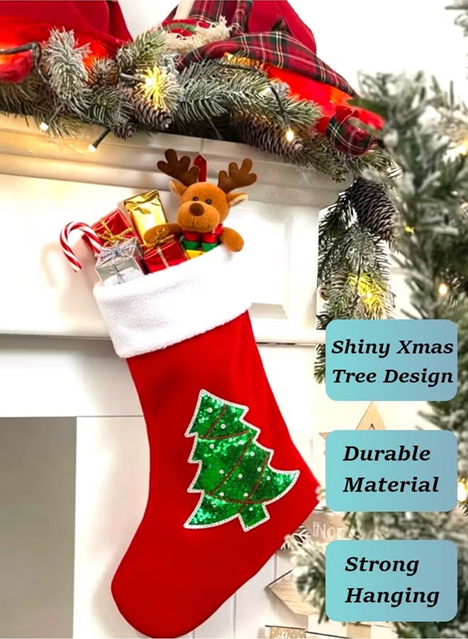 Feelings جورب عيد الميلاد من FEELINGS - أحمر مع رقعة شجرة عيد الميلاد - Image 4