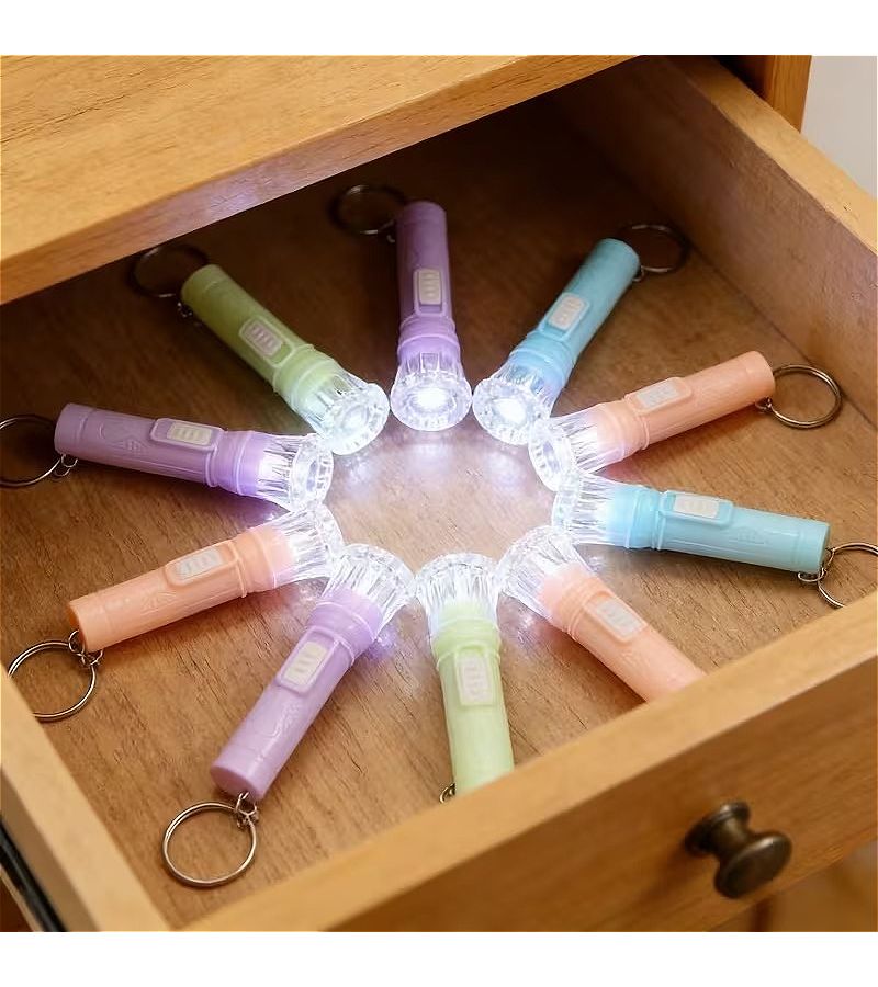 8 Pack Mini LED Flashlights Keychains Super Bright Portable Random Colors For Camping Hiking - Image 1
