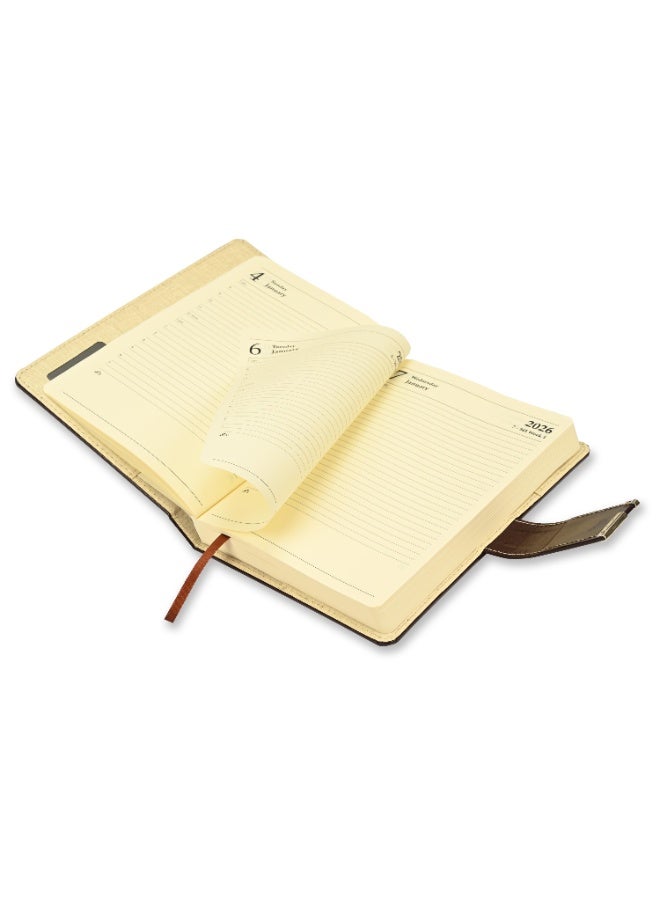 FIS 2026 Diary, A5 Size Diary(148x210mm), Bonded Leather Materials, 2 Side Padded Sewn Jacket, Round Corners, Magnetic Lock, English, 70gsm Italian Ivory Paper, Burgundy Color-FSDI86E26D04 - Image 5