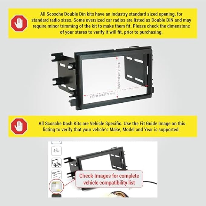 Scosche Icfd6Bn Double Din Radio Install Dash Kit Compatible With Select 200714 Ford And  Mercury Vehicles With Premium Sound  Complete Car Stereo Installation Kit  See Vehicle Fit Guide In Images - Image 4