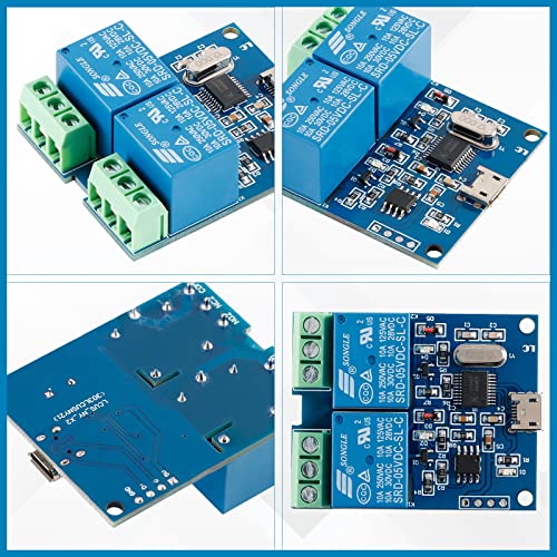 EC Buying 2Pcs LCUS-2 Type Dual-Channel Semiconductor Chip Housings 2-Channel USB Relay Module 5V Relay Module Onboard CH340 Microcontroller Chip USB Intelligent Control Switch Module - Image 5