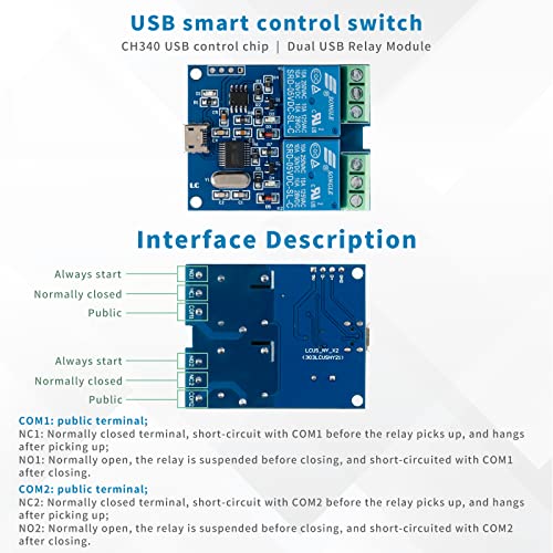 EC Buying 2Pcs LCUS-2 Type Dual-Channel Semiconductor Chip Housings 2-Channel USB Relay Module 5V Relay Module Onboard CH340 Microcontroller Chip USB Intelligent Control Switch Module - Image 4