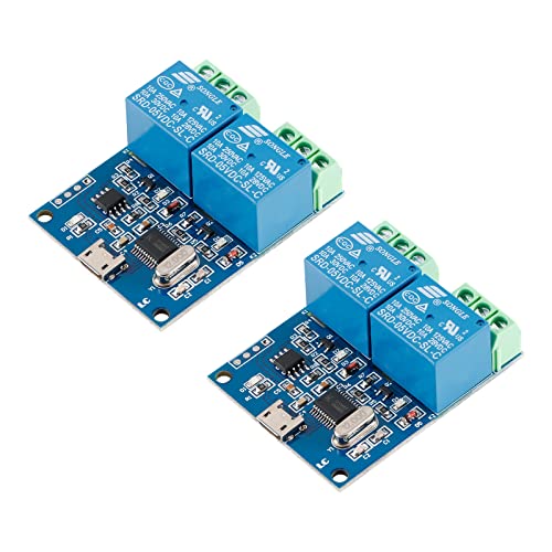 EC Buying 2Pcs LCUS-2 Type Dual-Channel Semiconductor Chip Housings 2-Channel USB Relay Module 5V Relay Module Onboard CH340 Microcontroller Chip USB Intelligent Control Switch Module - Image 1