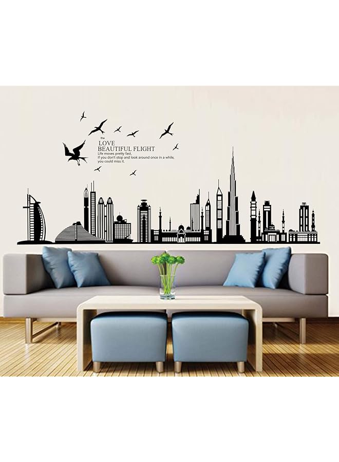 HALAMODO Diy Wall Stickers Dubai Landscape Building Living Room Wall Decals Wallpaper Black - Image 2