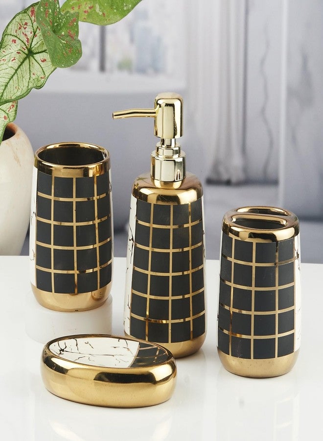 Kookee Ceramic Bathroom Set – Stylish 4 Piece Bath Accessories Kit with Soap Dispenser, Toothbrush Holder, Tumbler & Soap Dish – Modern & Designer Decor for Home & Guest Bathrooms (11440) - Image 2