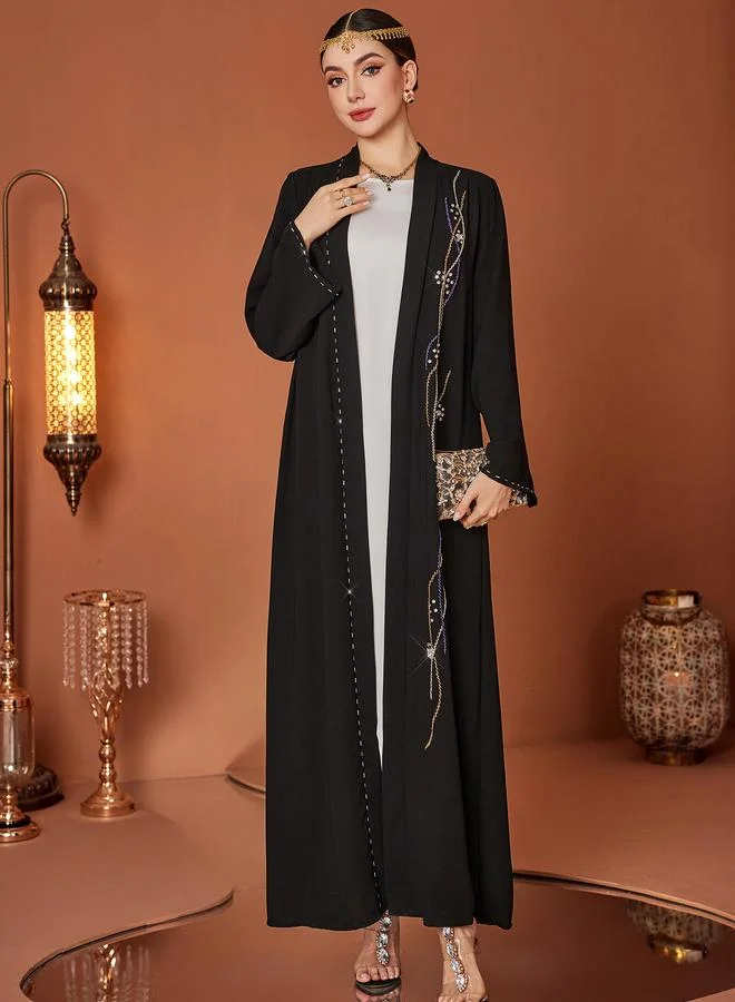 Take Two Take Two Beaded Embroidered Long Sleeve Maxi Kimono