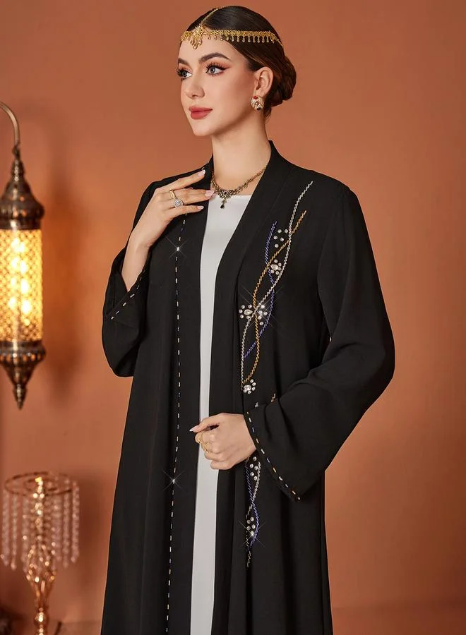 Take Two Take Two Beaded Embroidered Long Sleeve Maxi Kimono