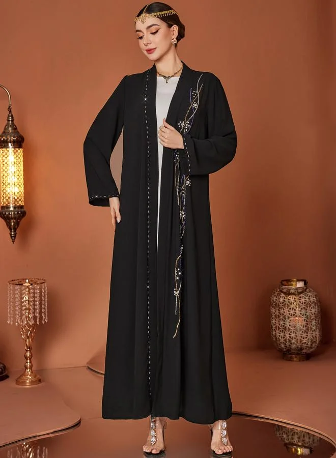 Take Two Take Two Beaded Embroidered Long Sleeve Maxi Kimono