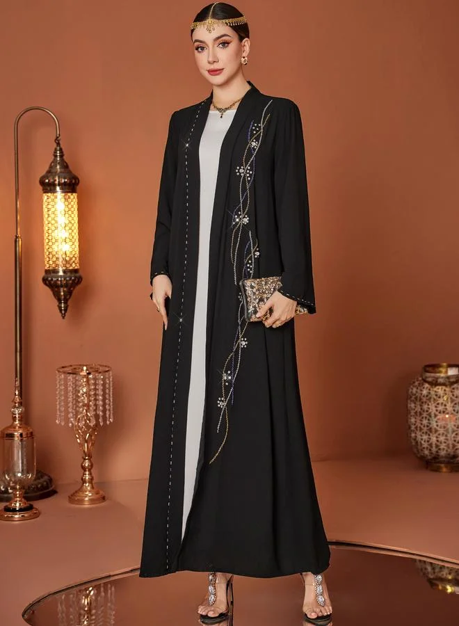 Take Two Take Two Beaded Embroidered Long Sleeve Maxi Kimono