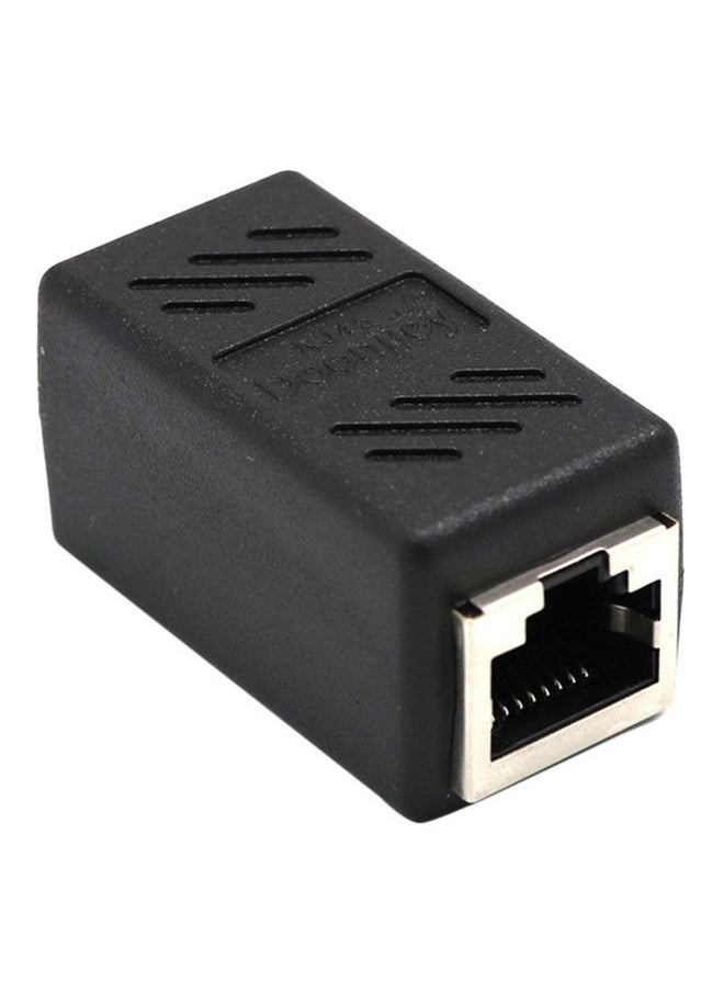 NIBEMINENT - RJ45 Female to Network Ethernet LAN Connector Adapter Coupler Extender Black - Image 1